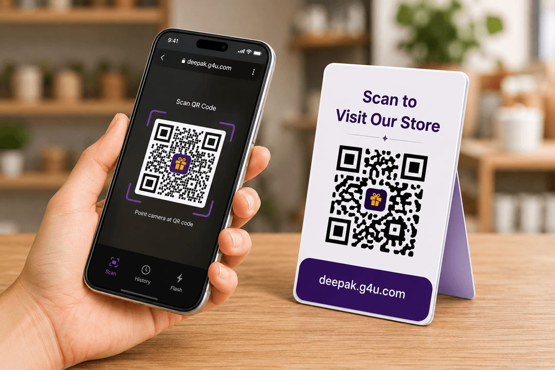 Customer scanning QR code at store